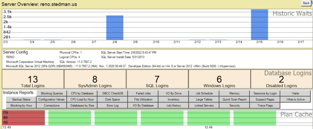 Server Overview - Database Health Monitor